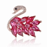 SB365 - Crystal swan brooch